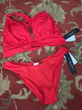 La Blanca Cherry Red Scrunch Butt Bikini